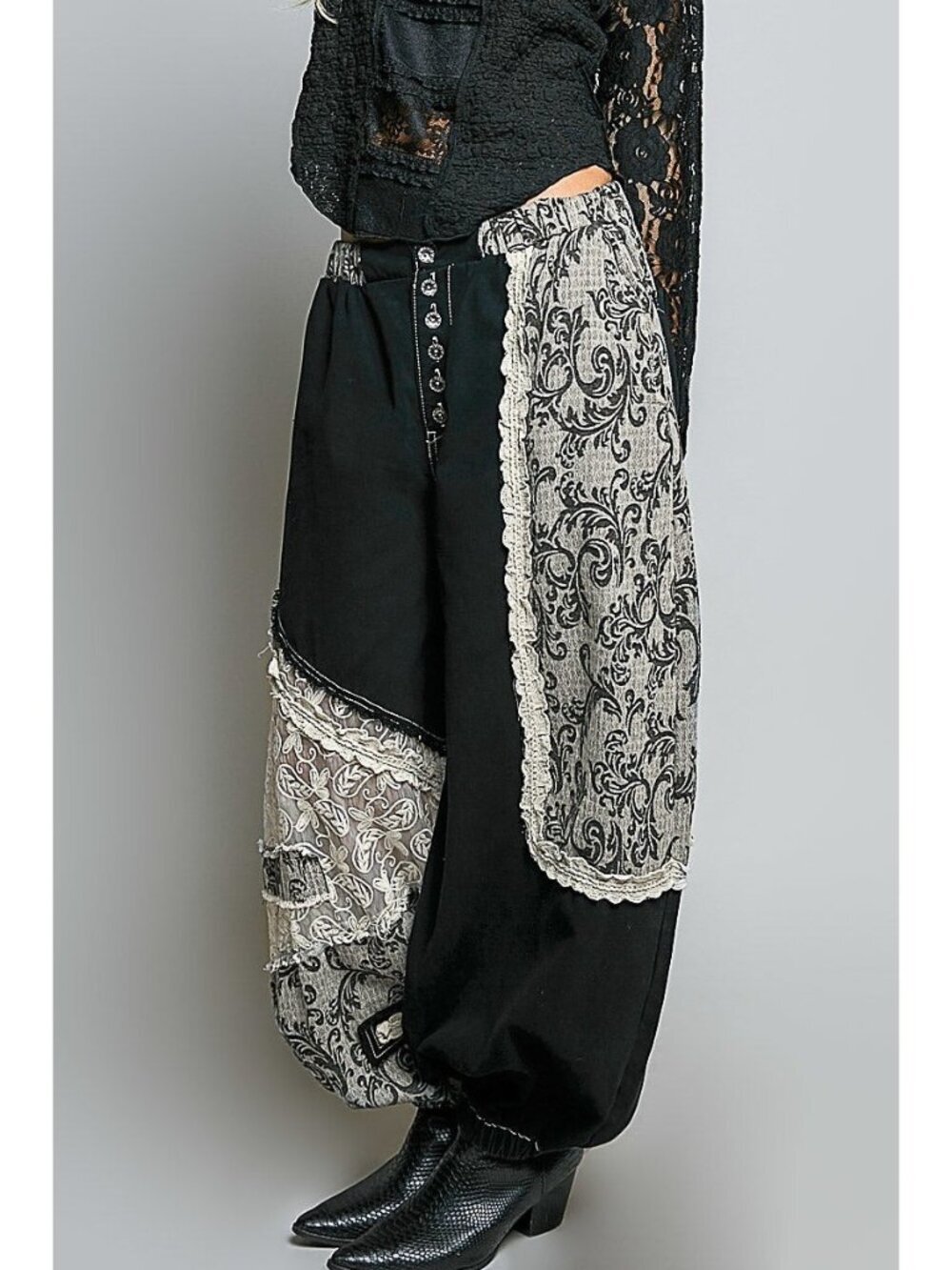 POL Midnight Manor Patchwork Joggers in Black - Picture 3 of 11